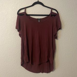 Maroon Cold Shoulder Blouse